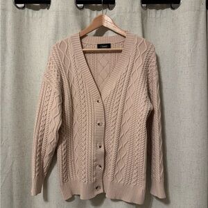 Oversized beige knit cardigan sweater